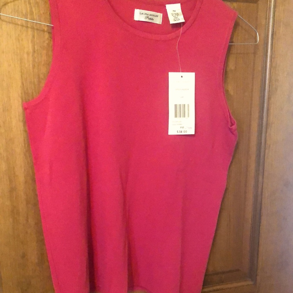 Laura Ashley Women's Bright Reddish Pink Sleeveless Top